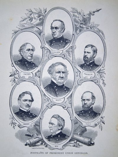 Sieben prominente Generäle aus dem Amerikanischen Bürgerkrieg von American School