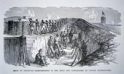 Belagerung von Vicksburg - Scharfschützen in den von General Hickenlooper errichteten Schützengräben von American School