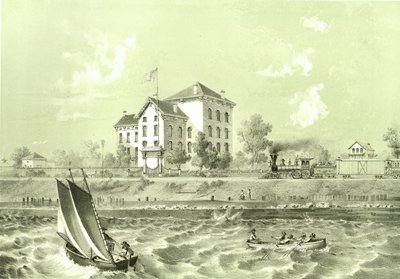 Soldatenheim, aus Chicago Illustrated, mit literarischen Beschreibungen von James W. Sheahan, veröffentlicht von Jevne & Almini, Chicago, 1866-67 von American School