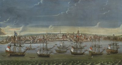 Südostansicht der Stadt New York, um 1756-7 von American School