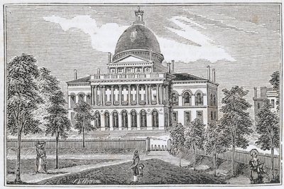 Südansicht des State House in Boston an der Beacon Street, aus 