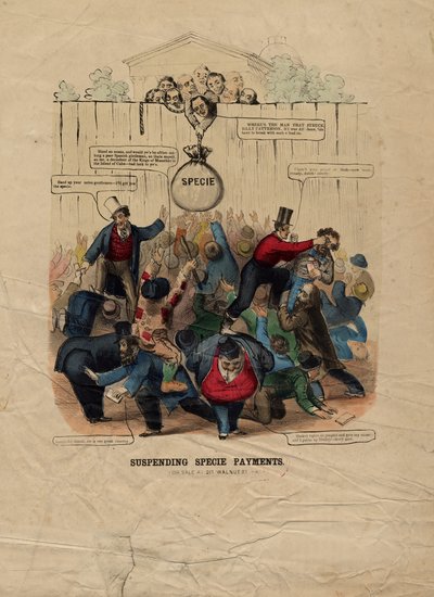 Aussetzung von Barzahlungen, veröffentlicht in Philadelphia, ca. 1857 von American School