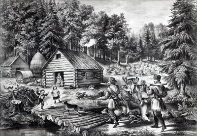 Das Heim des Pioniers an der westlichen Grenze, veröffentlicht von Currier und Ives, 1867 von American School