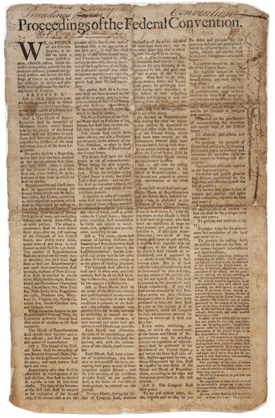 US-Verfassung, ca. 10. September 1787 von American School