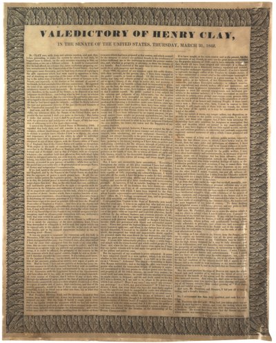 Abschiedsrede von Henry Clay im Senat der Vereinigten Staaten, 31. März 1842 von American School
