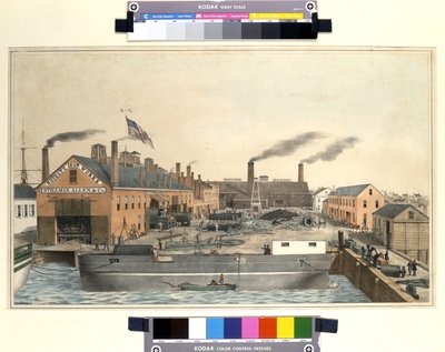 Ansicht der Stillman & Allen Novelty Iron Works von American School