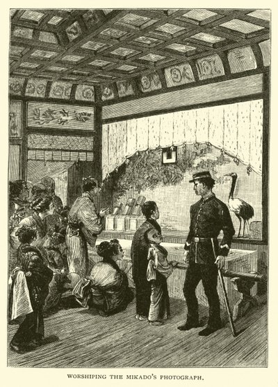 Verehrung des Mikado-Fotos von American School