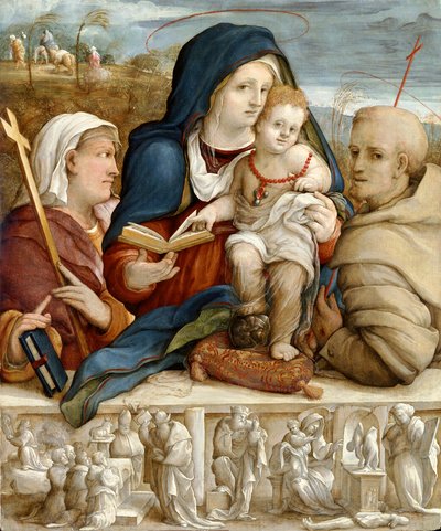 Jungfrau und Kind zwischen St. Helena und St. Franziskus, ca. 1520 von Amico Aspertini
