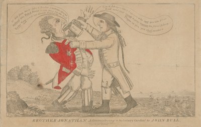 Bruder Jonathan verabreicht John Bull ein heilsames Stärkungsmittel von Amos Doolittle