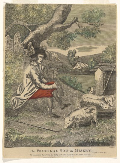 Der verlorene Sohn im Elend (Er hätte gerne seinen Bauch mit den Schoten gefüllt, die die Schweine fraßen - Lukas 15, Kapitel 16) von Amos Doolittle