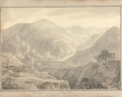 Ansichten in England, Schottland und Wales: Die Teufelsbrücke bei Aberystwith, Cardiganshire, September 1804 von Amos Green