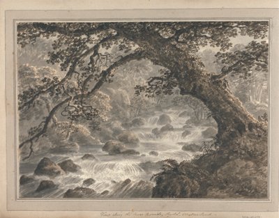 Ansichten in England, Schottland und Wales: Blick auf den unteren Wasserfall, Rydal Westmorland von Amos Green