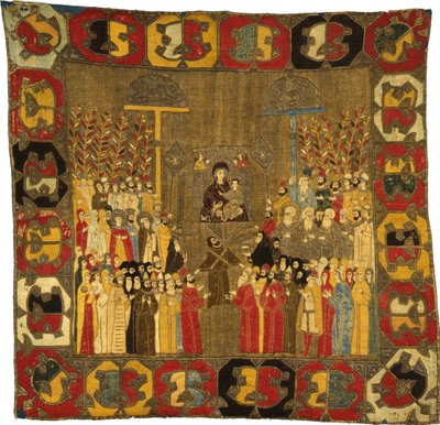 Palmsonntagsprozession in Moskau am 8. April 1498. Zoe Palaiologina mit Töchtern links unten, Iwan III., Elena von Walachei von Ancient Russian Art