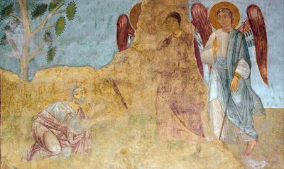 Die Gastfreundschaft Abrahams Alttestamentliche Dreifaltigkeit von Ancient Russian frescos