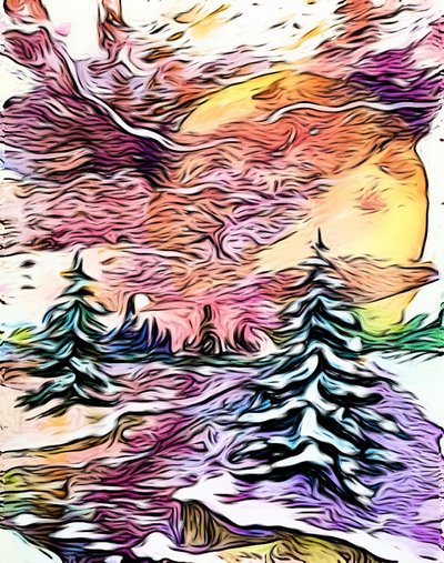 Träumerischer Wintersonnenuntergang von Anda Bieza