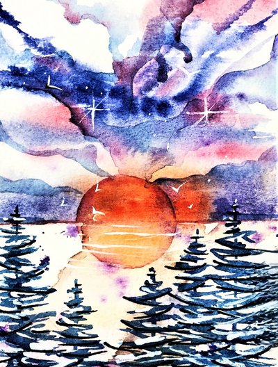 Lebendiger Wintersonnenuntergang von Anda Bieza