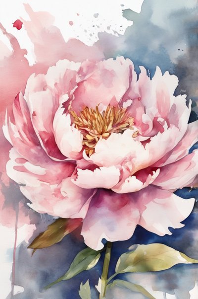 Aquarell Pfingstrosenblüte von Anda Bieza