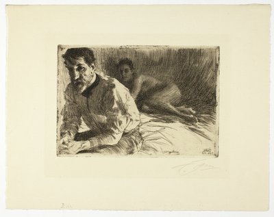 Augustus Saint Gaudens II (Saint Gaudens und sein Modell) von Anders Leonard Zorn