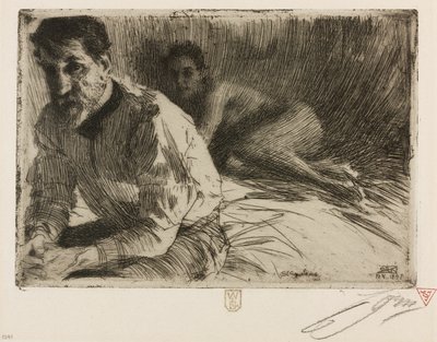 Augustus Saint Gaudens II (Saint Gaudens und sein Modell) von Anders Leonard Zorn
