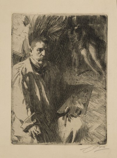 Selbstbildnis mit Modell II von Anders Zorn