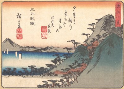 Abendglocke am Miidera-Tempel, aus der Serie Acht Ansichten von Omi, ca. 1834-35 von Ando Hiroshige