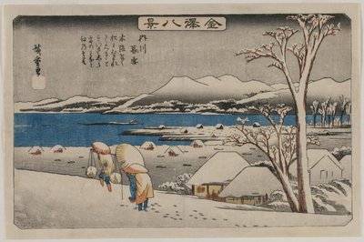 Abendschnee in Uchikawa aus der Serie Acht Ansichten von Kanazawa, Mitte der 1830er Jahre von Ando Hiroshige