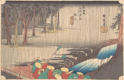 Frühlingsregen in Tsuchiyama, 50. Station der Tokaido von Ando Hiroshige