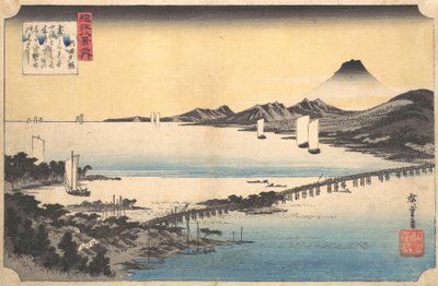 Abendglühen in Seta Seta sekisho, aus der Serie Acht Ansichten der Provinz Omi, 1834-35 von Ando Hiroshige