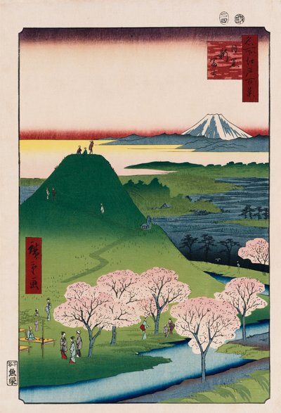 Neuer Fuji, Meguro, aus der Serie Einhundert Ansichten berühmter Orte in Edo von Ando or Utagawa Hiroshige