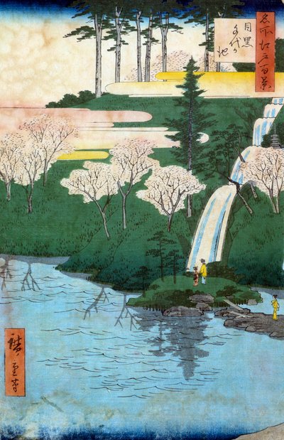 Hundert berühmte Ansichten von Edo; Ansicht des Chiyo am Meguro-Teich von Ando or Utagawa Hiroshige