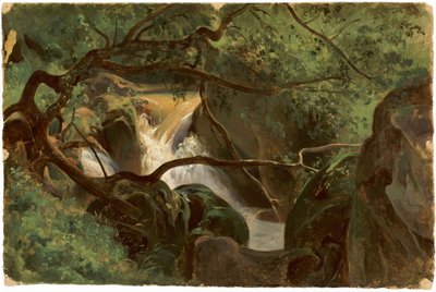 Waldinneres mit einem Wasserfall, Papigno von André Giroux