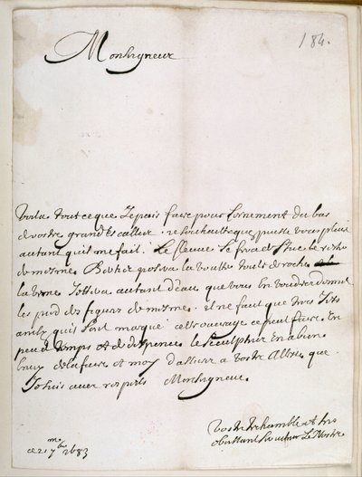 Brief von Le Nôtre an den Großen Condé von Andre Le Notre