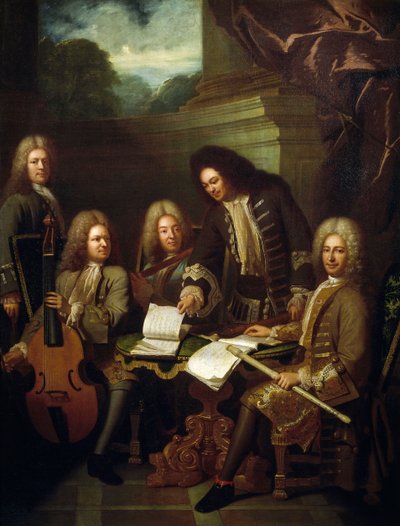 Komponist Michel de la Barre dirigiert Marin Marais und Flötisten der Kammer des Königs von Andre Bouys