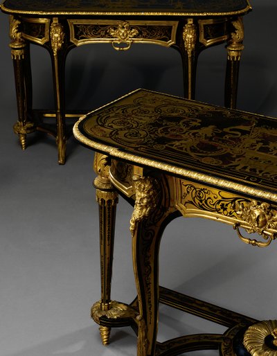 Passendes Paar Louis XIV Konsolentische, ca. 1710 von Andre Charles Boulle