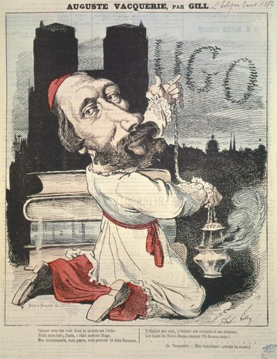 Auguste Vacquerie (1819-95) vom Titelblatt von LEclipse, graviert von Yves & Barret, 3. November 1872 von Andre Gill