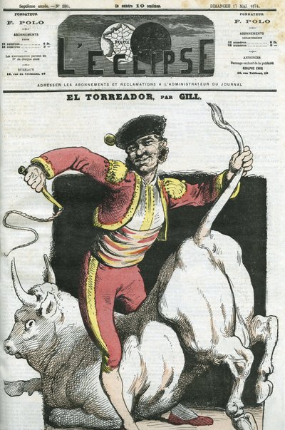 Karikatur eines Toreros. Titelblatt in „L