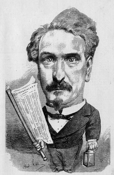 Zeichnung von André Gill, die Henri Rochefort (1831-1913), französischer Journalist und Politiker, darstellt. In „Die illustrierte Welt“ von Andre Gill