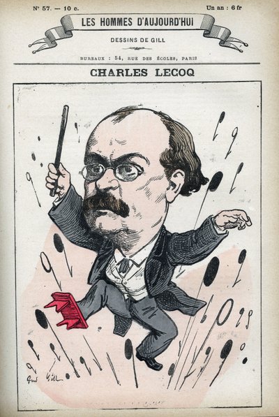Porträt von Alexandre Charles Lecocq (1832-1918), französischer Komponist. Karikatur von Gill, Paris von Andre Gill