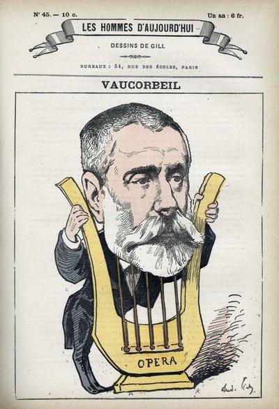 Porträt von Auguste Emmanuel Vaucorbeil (1821-1884), französischer Komponist und Direktor der Pariser Oper. Karikatur von Gill, Paris von Andre Gill