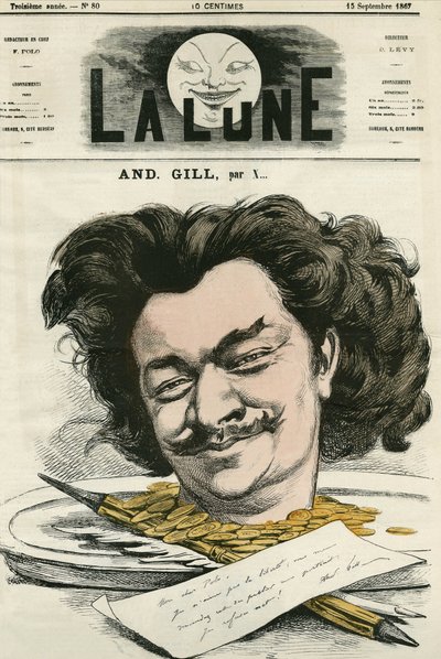 Selbstporträt von Louis-Alexandre Gosset de Guines, genannt André Gill (1840-1885), französischer Karikaturist. Karikatur von Gill, in „The Moon“, 15. September von Andre Gill