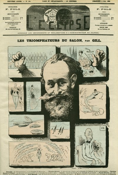Die Triumphatoren des Salons oder der Triumph der Abwesenheit von Édouard Manet (1832-1883), französischer Maler. Titelbild in „L