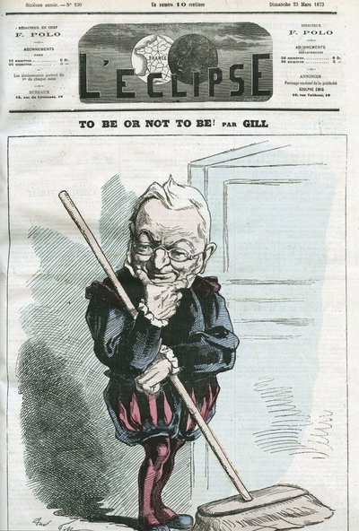 Sein oder Nichtsein, Karikatur von Adolphe Thiers (1797-1877), französischer Staatsmann. Titelblatt in "L
