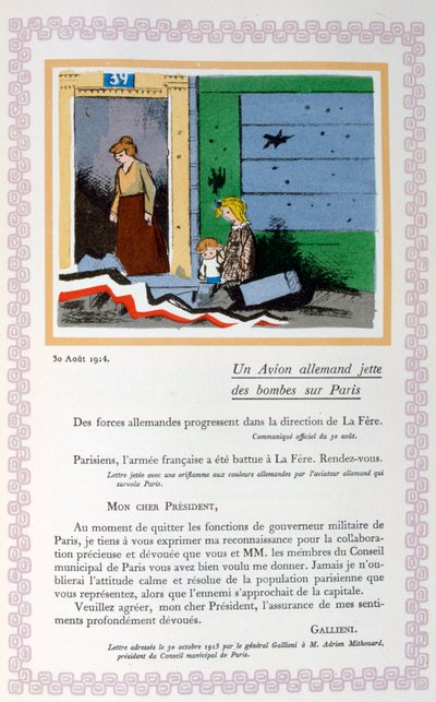 Deutscher Bombenangriff auf Paris, 30. August 1914, 1919 von Andre Helle