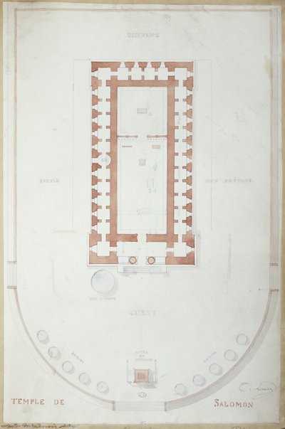 Plan des Tempels von Salomon in Jerusalem, Mitte des 19. Jahrhunderts von Andre Lenoir