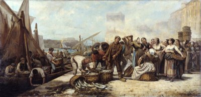 Ankunft der Fischer am Alten Hafen in Marseille von Andre Marius Guindon