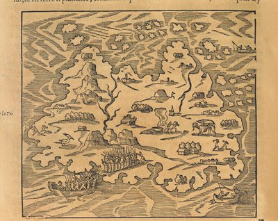 Karte von Trinity Island in den Antillen aus Universal Cosmography von Andre Thevet