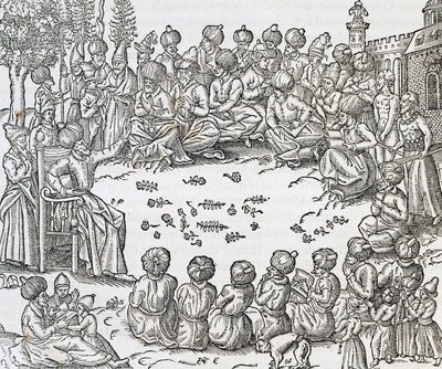 Treffen zwischen Türken und Arabern, Marokko, Stich aus Universal Cosmology, von Andre Thevet, Paris von Andre Thevet