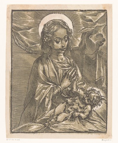 Maria betet das Christuskind an von Andrea Andreani
