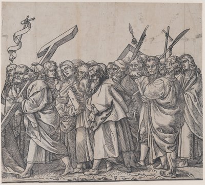 Heilige mit Kreuzen, Büchern und Waffen, aus Der Triumph Christi, 1836 von Andrea Andreani