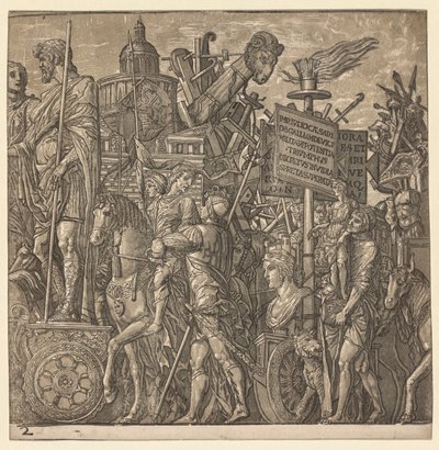 Der Triumph von Julius Caesar: Kolossale Statuen und Belagerungsgeräte von Andrea Andreani